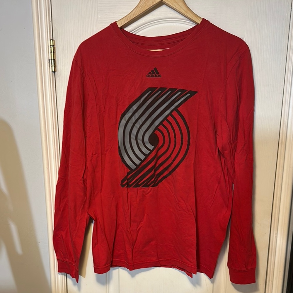 Adidas Red Long Sleeve Men's Tee Shirt